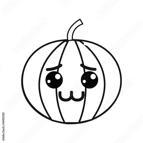 silhouette kawaii nice shy pumpkin vegetable