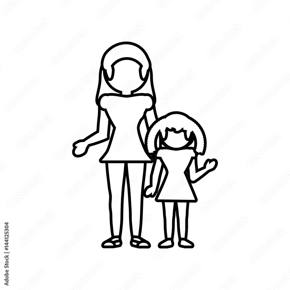 mom with daughter family outline vector illustration eps 10 mom with daughter family outline vector illustration eps 10