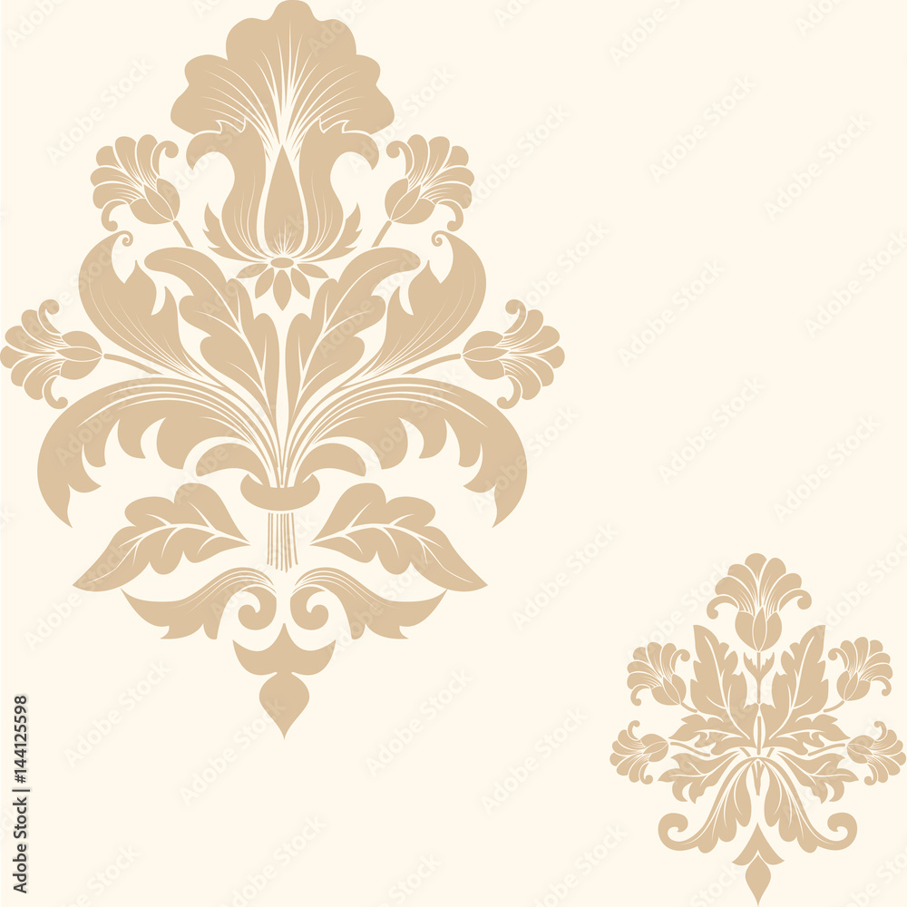 Fototapeta premium Vector damask seamless pattern element. Classical luxury old fashioned damask ornament, royal victorian seamless texture for wallpapers, textile, wrapping. Exquisite floral baroque template.