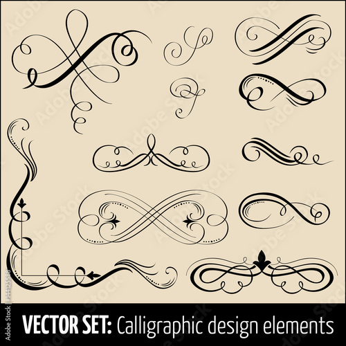 Vector set of calligraphic and page decoration design elements. Elegant elements for your design.