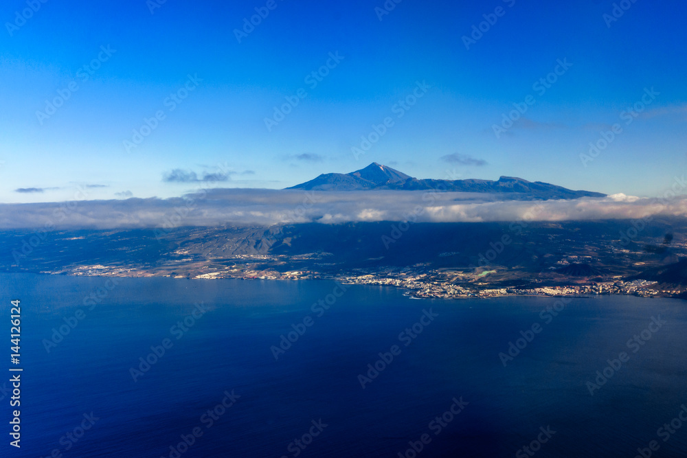 Aerial view of Tenerife. View from airplane window