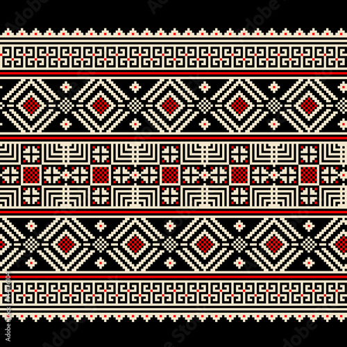 Wallpaper Mural Vector illustration of Ukrainian folk seamless pattern ornament. Ethnic ornament. Border element. Traditional Ukrainian, Belarusian folk art knitted embroidery pattern - Vyshyvanka Torontodigital.ca