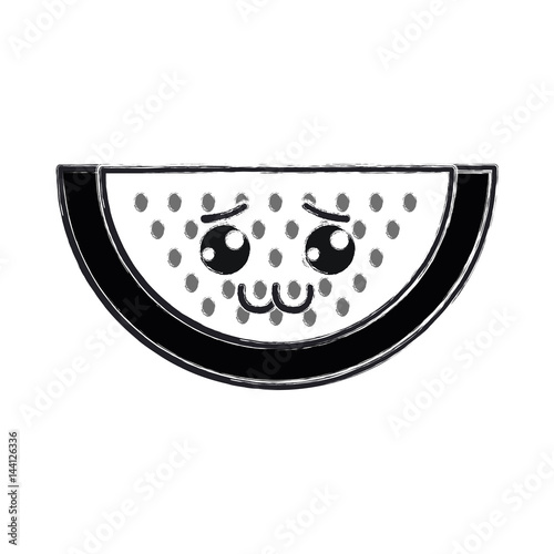 contour kawaii nice shy watermelon icon
