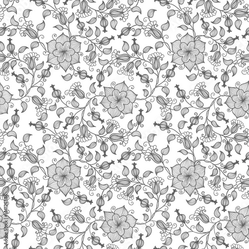Vector flower seamless pattern background. Elegant texture for backgrounds. Classical luxury old fashioned floral ornament  seamless texture for wallpapers  textile  wrapping.