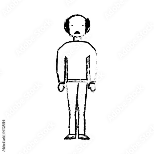 skecth man bald sad face vector illustration eps 10