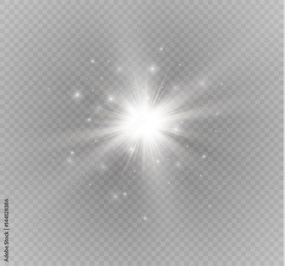 Glow light effect. Star burst with sparkles.