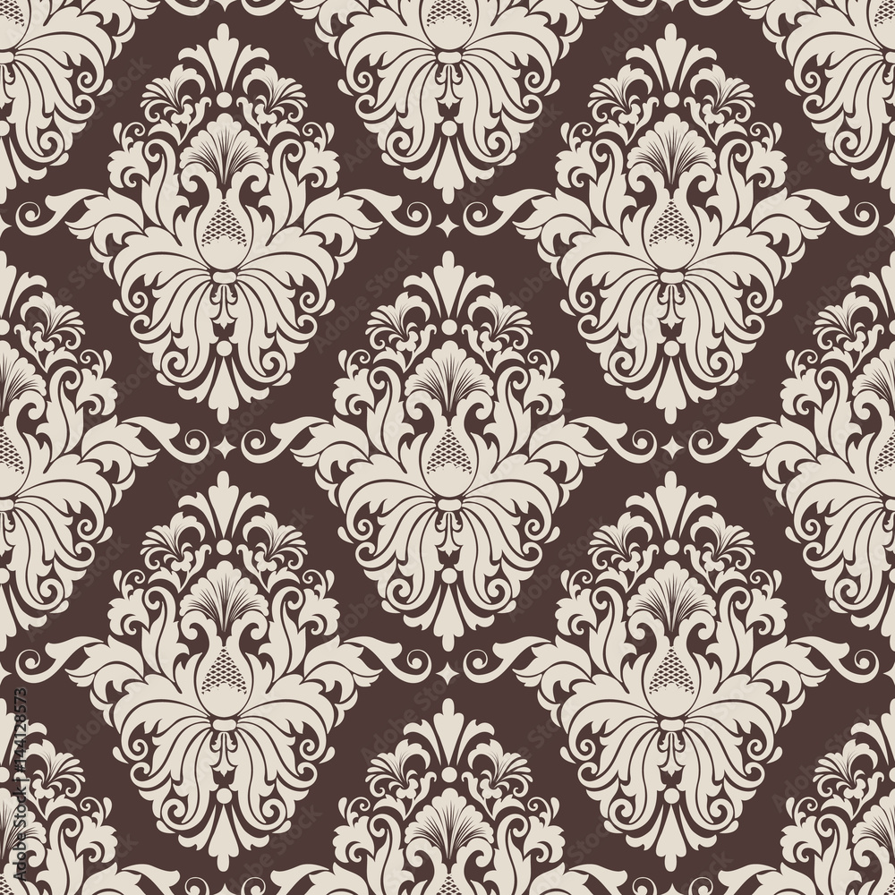 Vector damask seamless pattern background. Classical luxury old fashioned damask ornament, royal victorian seamless texture for wallpapers, textile, wrapping. Exquisite floral baroque template. Vector damask seamless pattern background. Classical luxury old fashioned damask ornament, royal victorian seamless texture for wallpapers, textile, wrapping. Exquisite floral baroque template.