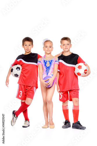 sportive boys and a girl