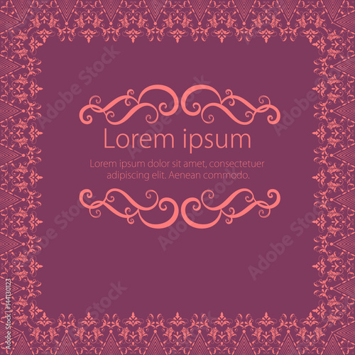 Vector fine floral square frame. Decorative element for invitations and cards. Border element