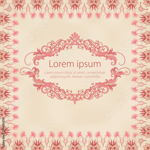 Vector fine floral square frame. Decorative element for invitations and cards. Border element © garrykillian
