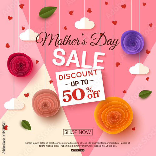 Mothers day sale banner template, vector illustration