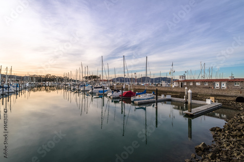 Photography San Francisco Marina Yacht Harbor at Sunset - San Francisco, California, USA