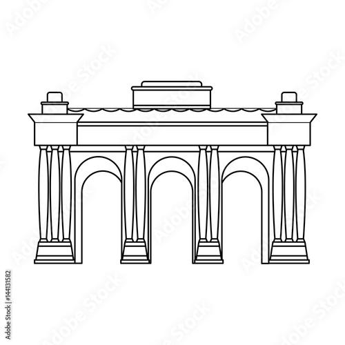 The Belgian arch monument.The dark Belgian wolf. Belgium single icon in outline style vector symbol stock illustration. photo
