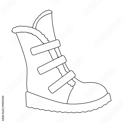 Tall winter boots made of wool with Velcro. Shoes for explorers.Different shoes single icon in outline style vector symbol stock illustration.