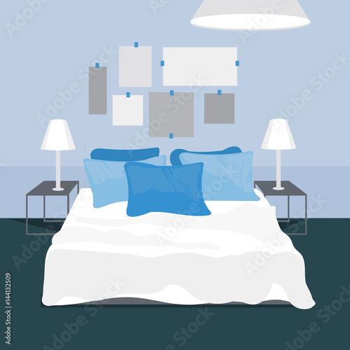 Bedroom – Illustration. Vector Bedroom interior.