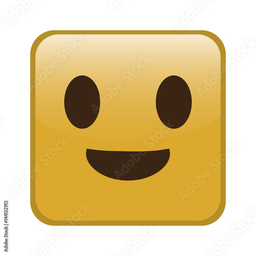 happy cartoon face in square shape, icon over white background. colorful design. vector illustration