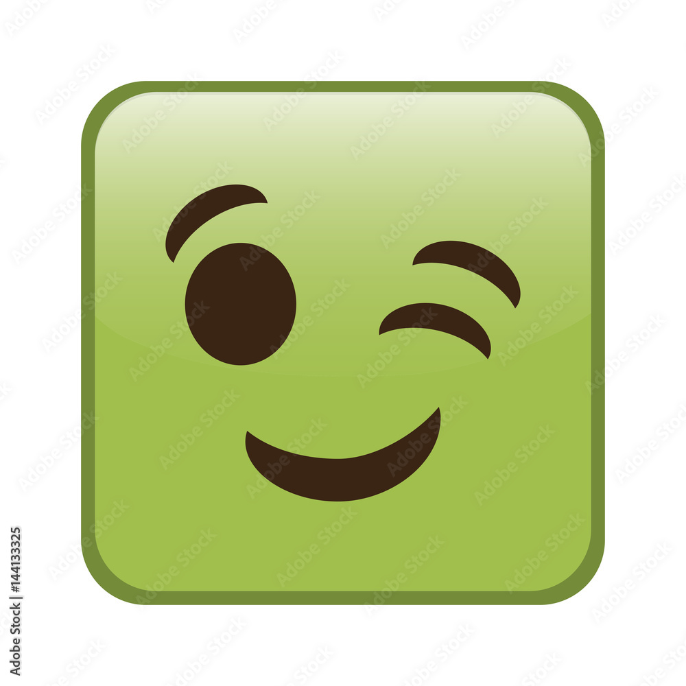 happy cartoon face in square shape, icon over white background. colorful design. vector illustration happy cartoon face in square shape, icon over white background. colorful design. vector illustration