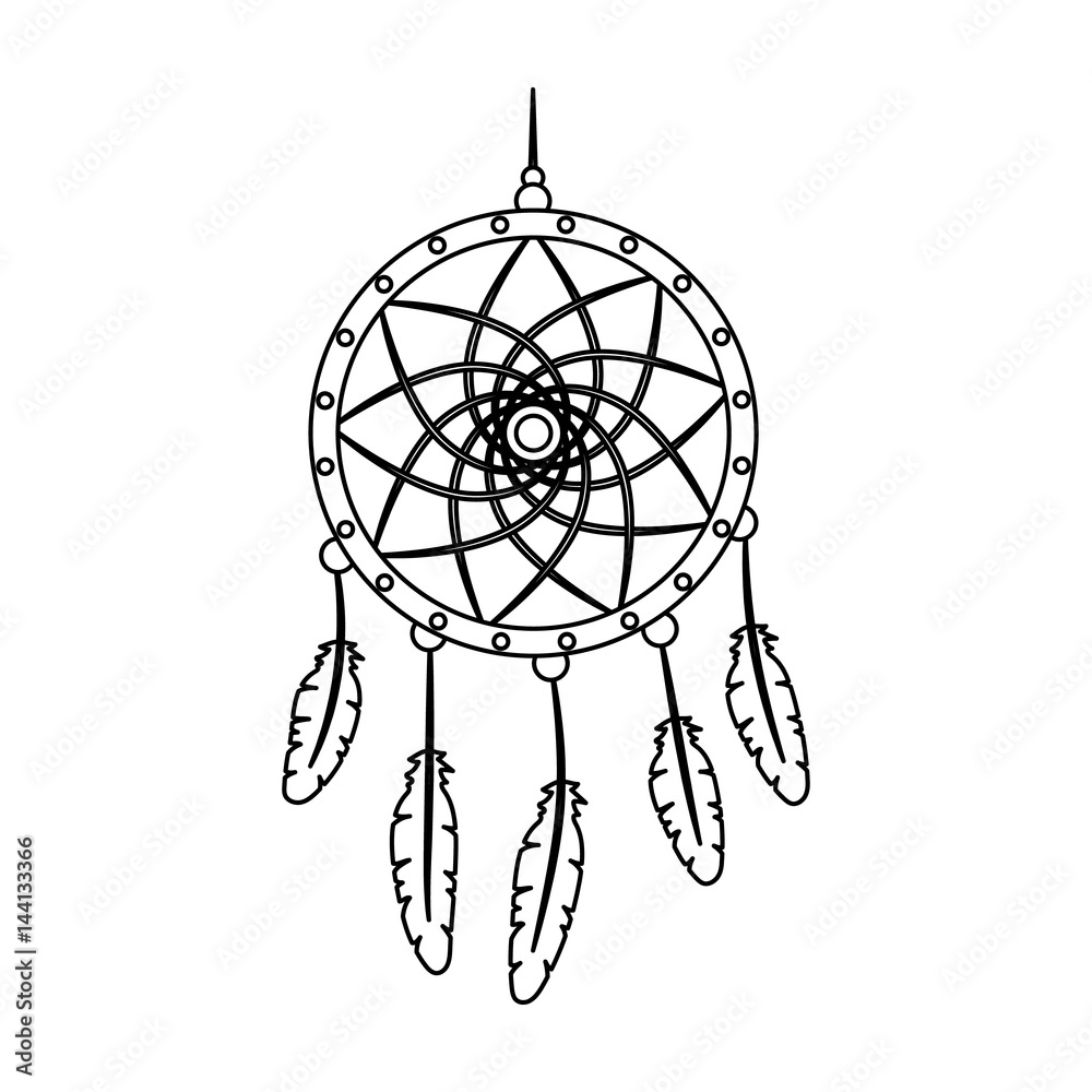 Dream Catcher Icon In Line And Pixel Perfect Style. Dream Catcher