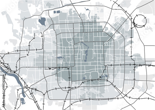 Fotografie, Obraz vector map of the city of Peking, China