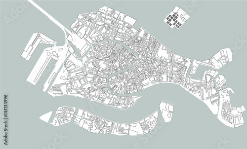 Photo map of the city of Venice, Italy