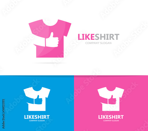 Vector of cloth and like logo combination. Shirt and best symbol or icon. Unique fashion and garment logotype design template.