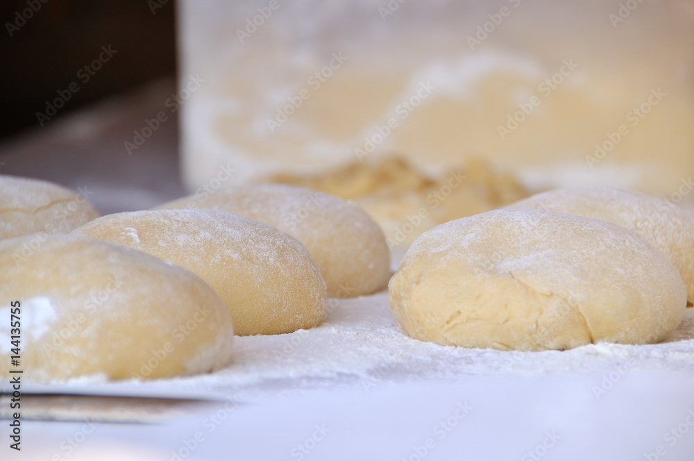 Fototapeta premium Doughs prepared to cook front view