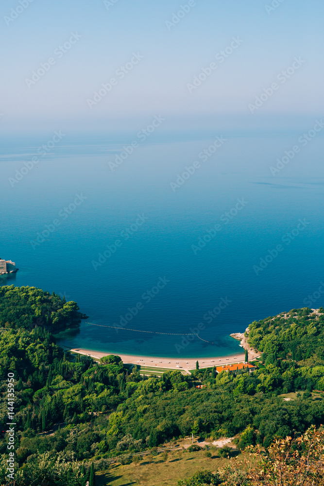  Queen's Beach in the territory of the park Milocer, near the villa, in Montenegro, the Adriatic.