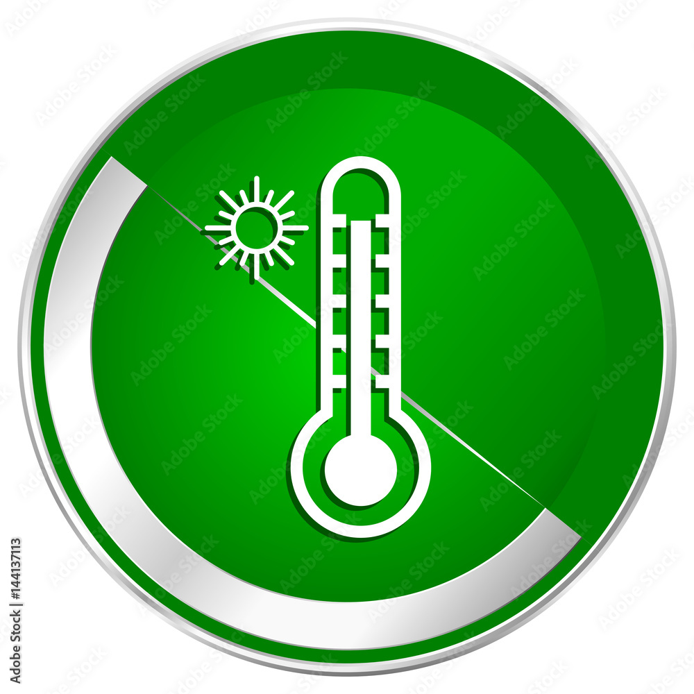 Hot temperature silver metallic border green web icon for mobile apps and internet. Hot temperature silver metallic border green web icon for mobile apps and internet.