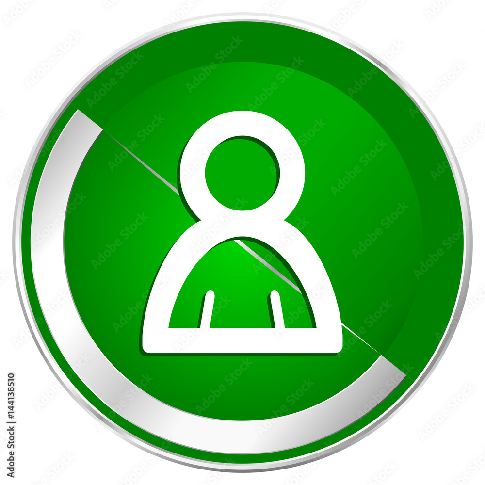 Person silver metallic border green web icon for mobile apps and internet. Person silver metallic border green web icon for mobile apps and internet.