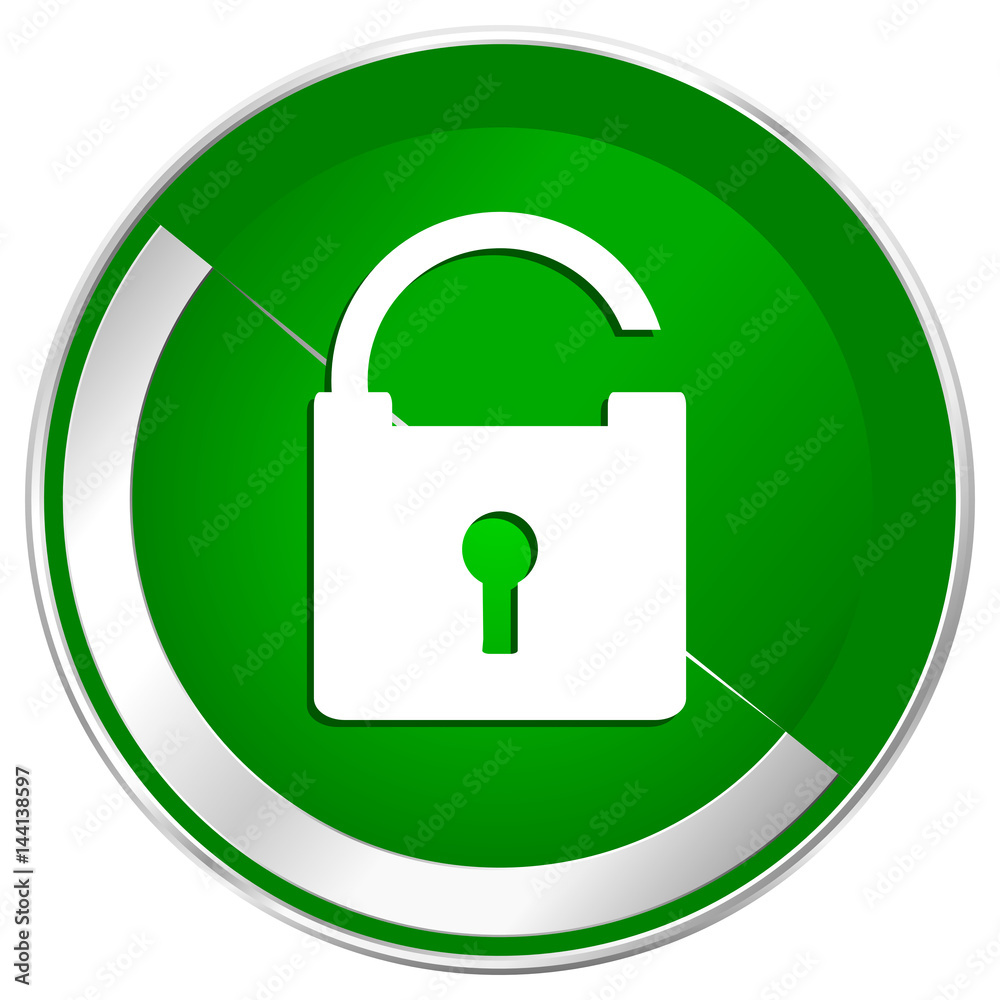 Padlock silver metallic border green web icon for mobile apps and internet. Padlock silver metallic border green web icon for mobile apps and internet.