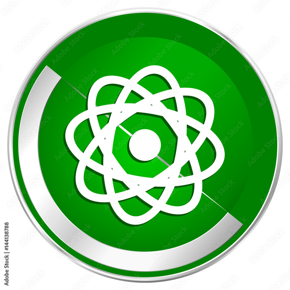 Atom silver metallic border green web icon for mobile apps and internet. Atom silver metallic border green web icon for mobile apps and internet.