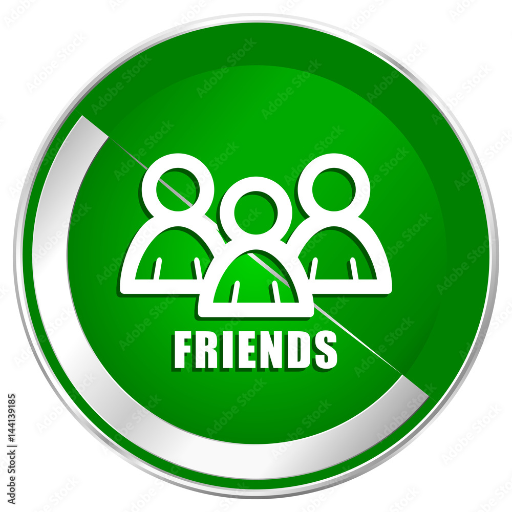 Friends silver metallic border green web icon for mobile apps and internet. Friends silver metallic border green web icon for mobile apps and internet.