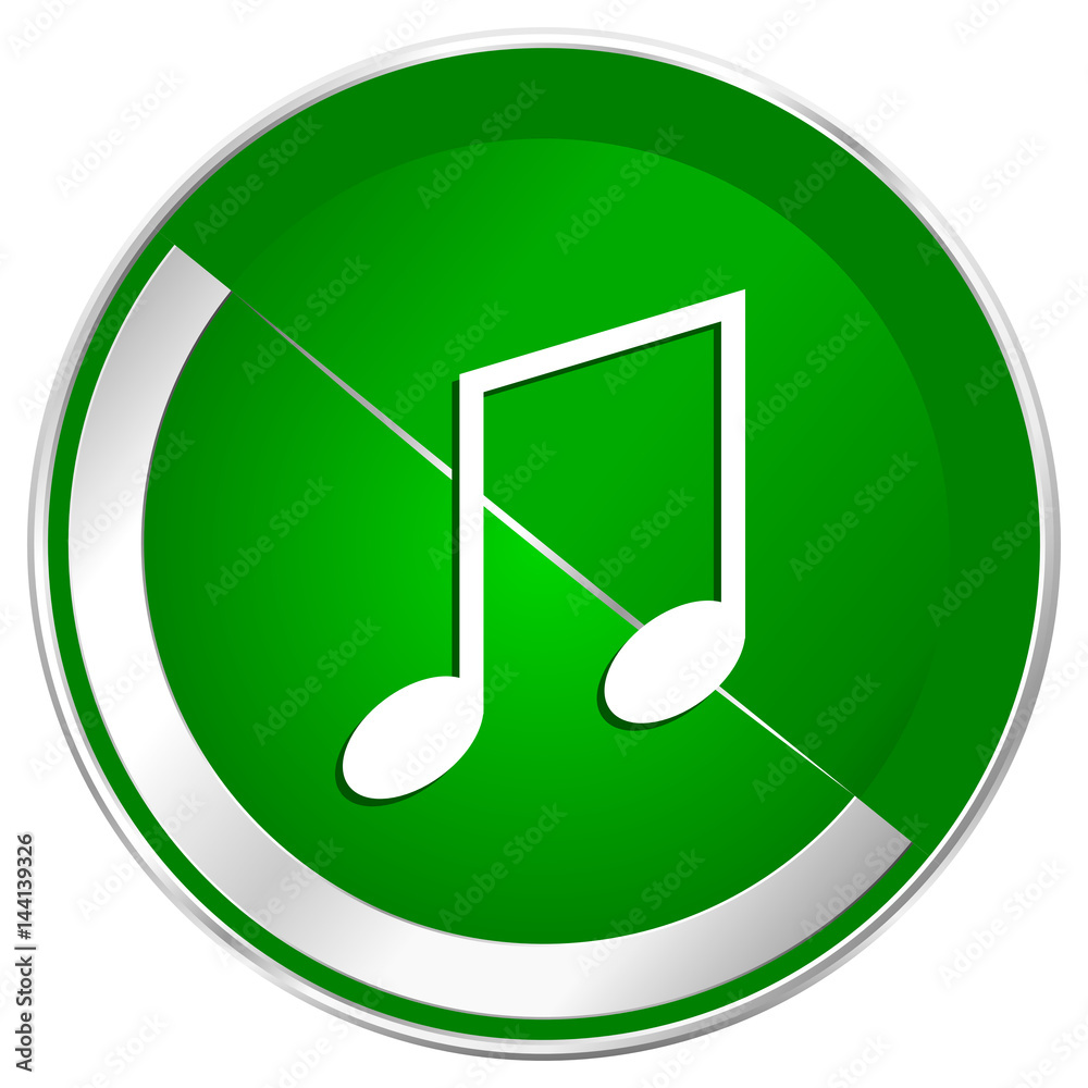 Music silver metallic border green web icon for mobile apps and internet. Music silver metallic border green web icon for mobile apps and internet.