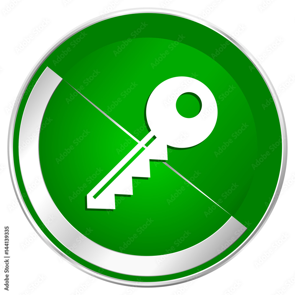 Key silver metallic border green web icon for mobile apps and internet. Key silver metallic border green web icon for mobile apps and internet.