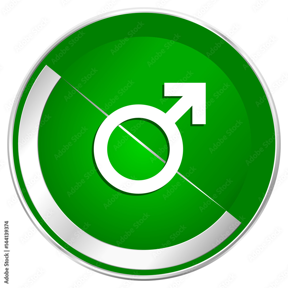 Male silver metallic border green web icon for mobile apps and internet. Male silver metallic border green web icon for mobile apps and internet.