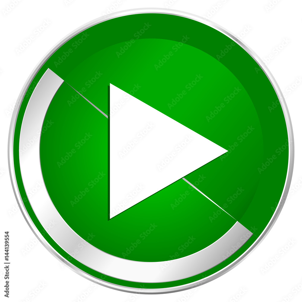 Play silver metallic border green web icon for mobile apps and internet. Play silver metallic border green web icon for mobile apps and internet.