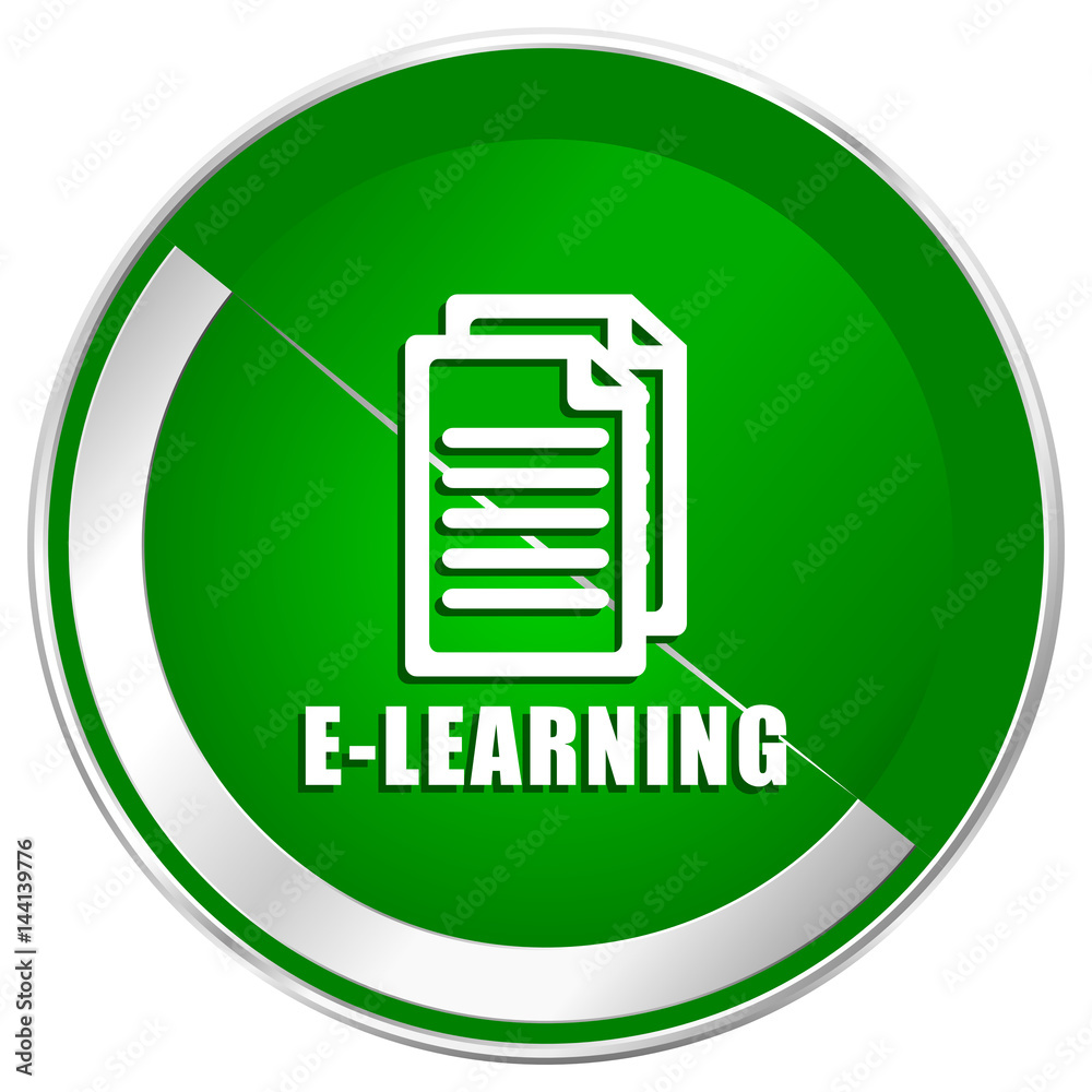 Learning silver metallic border green web icon for mobile apps and internet. Learning silver metallic border green web icon for mobile apps and internet.