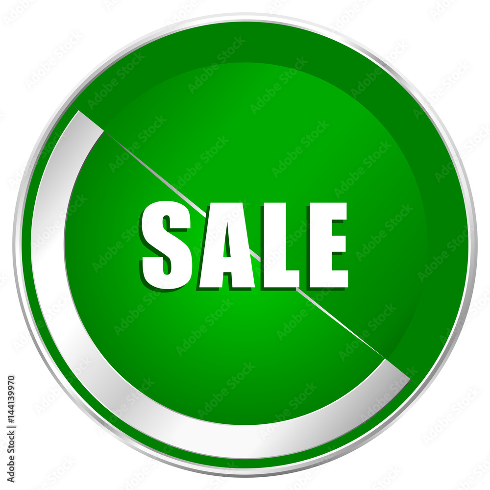 Sale silver metallic border green web icon for mobile apps and internet. Sale silver metallic border green web icon for mobile apps and internet.