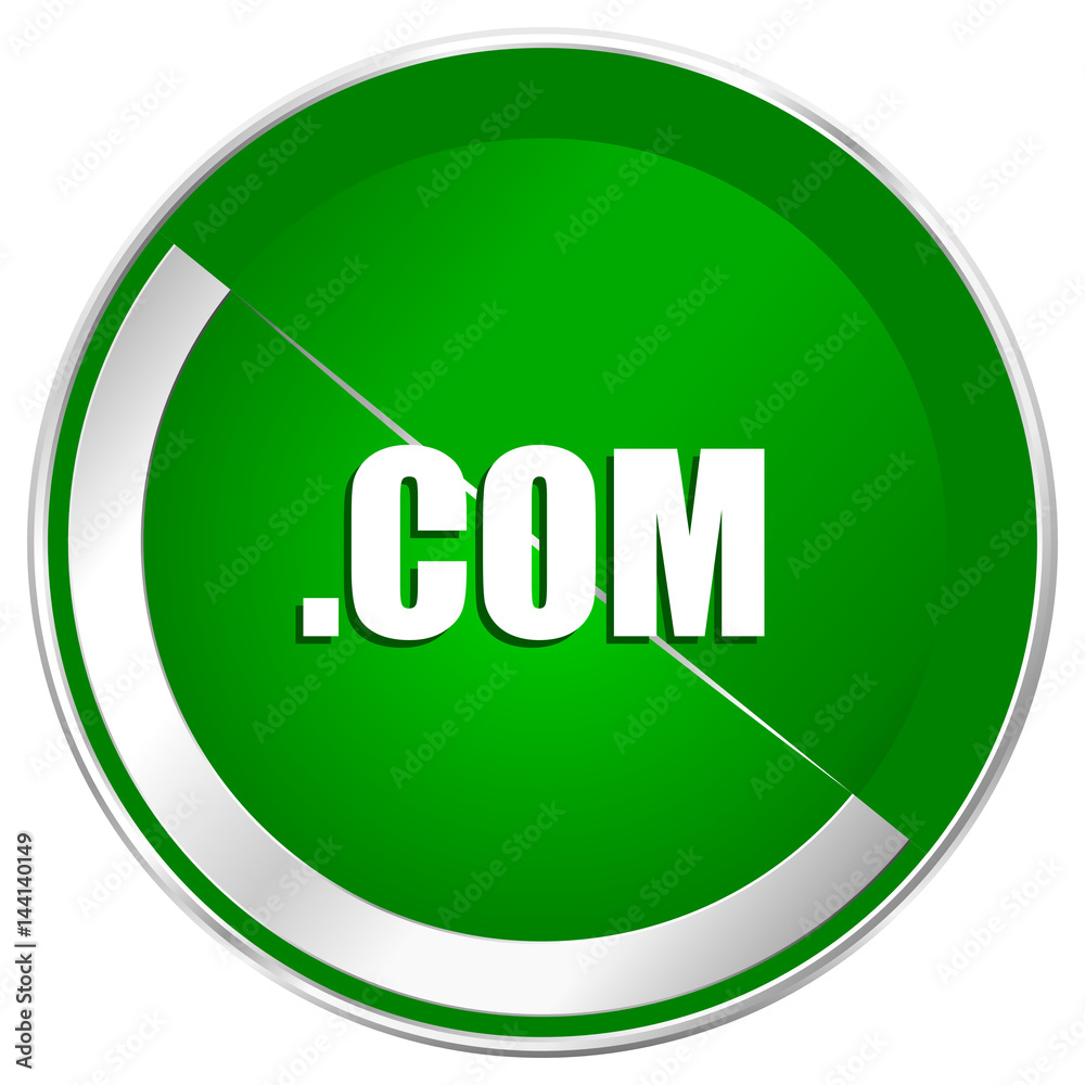Com silver metallic border green web icon for mobile apps and internet. Com silver metallic border green web icon for mobile apps and internet.