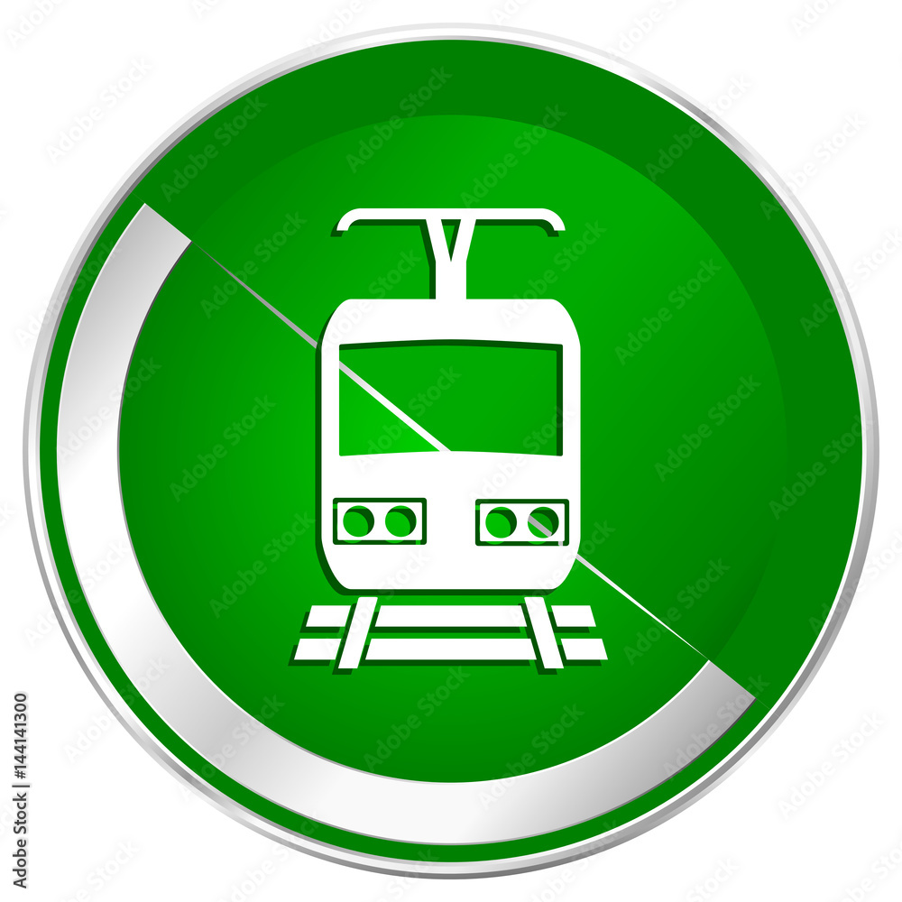Train silver metallic border green web icon for mobile apps and internet. Train silver metallic border green web icon for mobile apps and internet.