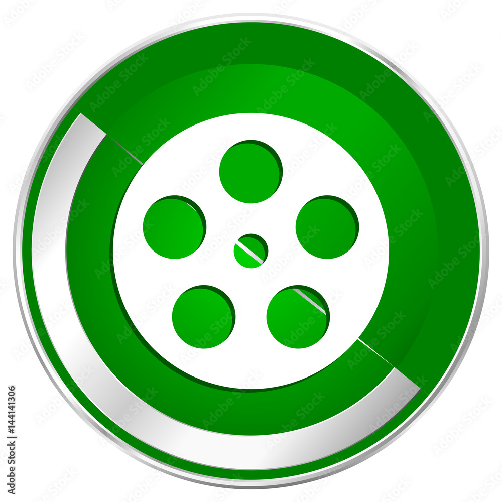 Film silver metallic border green web icon for mobile apps and internet. Film silver metallic border green web icon for mobile apps and internet.