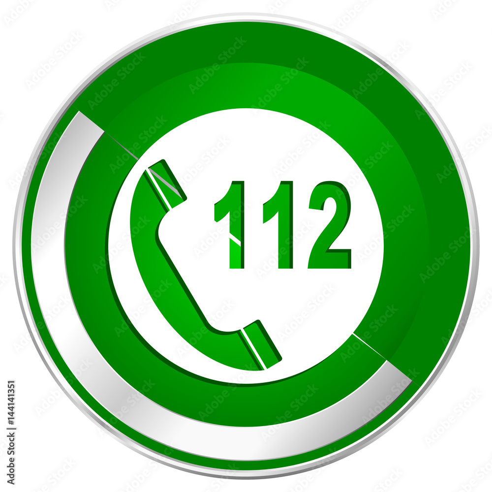 Emergency call silver metallic border green web icon for mobile apps and internet. Emergency call silver metallic border green web icon for mobile apps and internet.