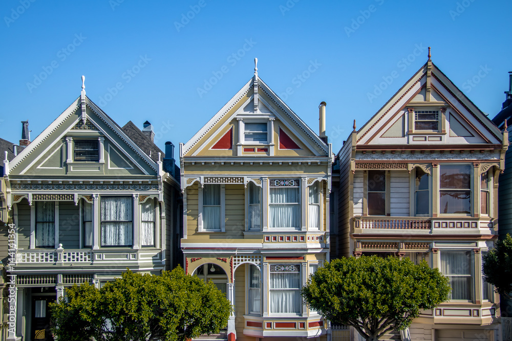 Painted Ladies Victorian Houses row at Alamo Square - San Francisco, California, USA Painted Ladies Victorian Houses row at Alamo Square - San Francisco, California, USA