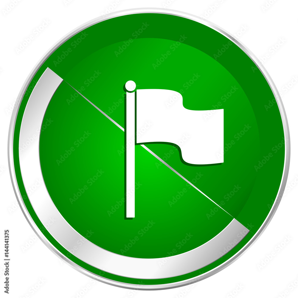 Flag silver metallic border green web icon for mobile apps and internet. Flag silver metallic border green web icon for mobile apps and internet.