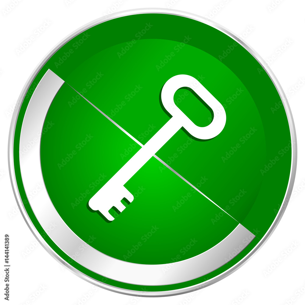 Key silver metallic border green web icon for mobile apps and internet. Key silver metallic border green web icon for mobile apps and internet.