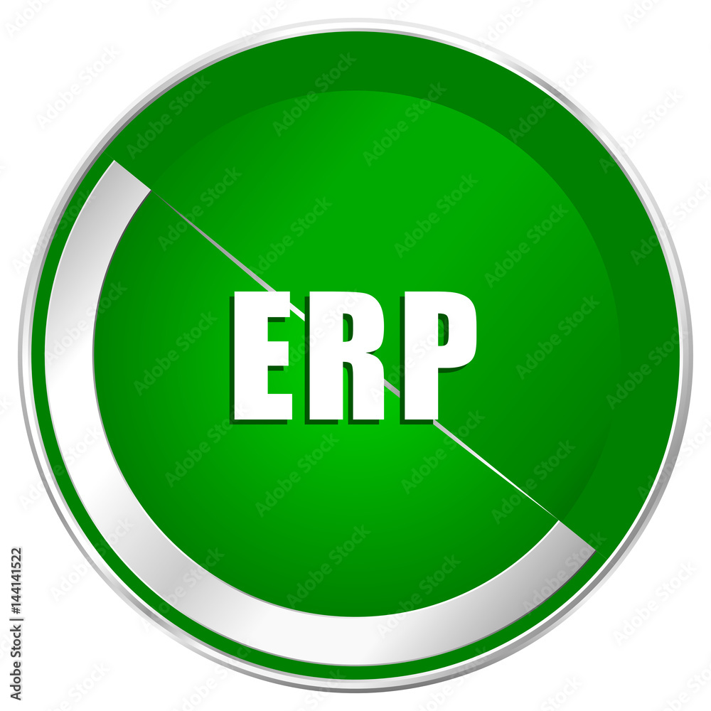 Erp silver metallic border green web icon for mobile apps and internet. Erp silver metallic border green web icon for mobile apps and internet.