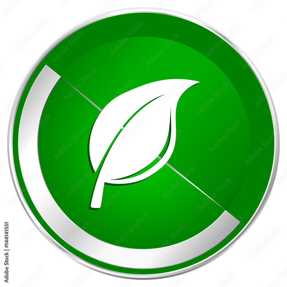 Nature silver metallic border green web icon for mobile apps and internet. Nature silver metallic border green web icon for mobile apps and internet.