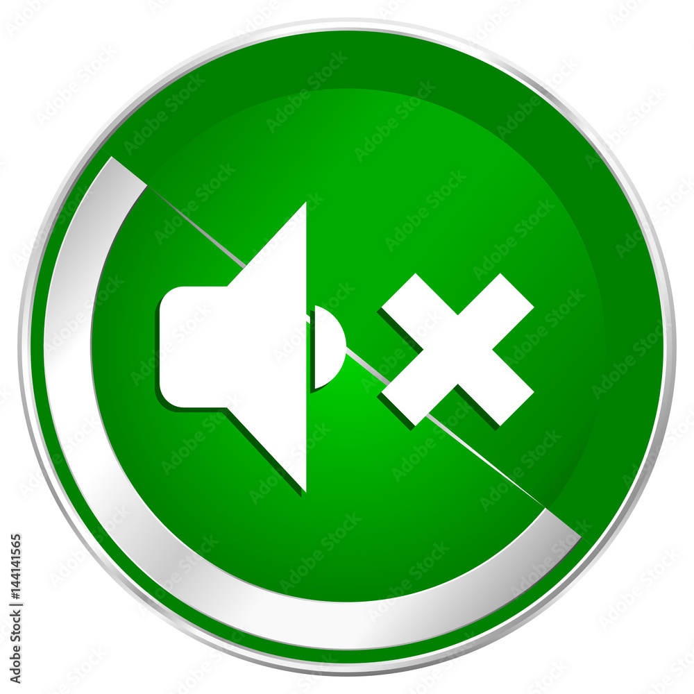 Speaker volume silver metallic border green web icon for mobile apps and internet. Speaker volume silver metallic border green web icon for mobile apps and internet.