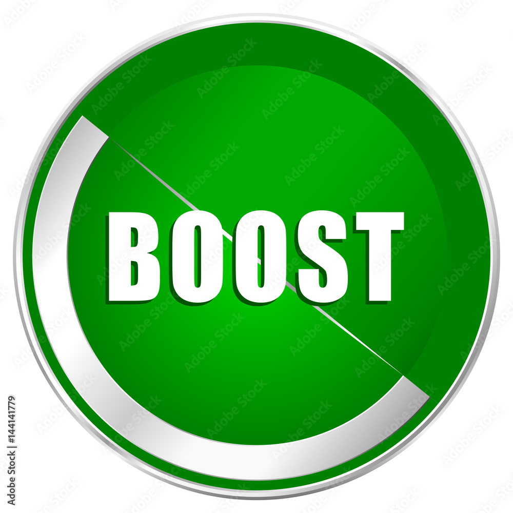Boost silver metallic border green web icon for mobile apps and internet. Boost silver metallic border green web icon for mobile apps and internet.