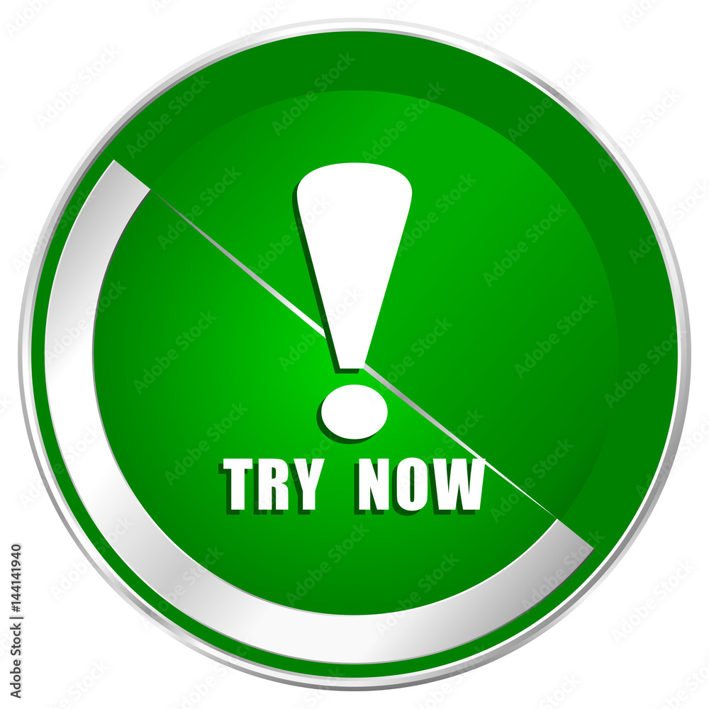 Try now silver metallic border green web icon for mobile apps and internet. Try now silver metallic border green web icon for mobile apps and internet.